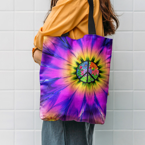 Hippie Flower Pupble Hippie Accessories Tote Bag