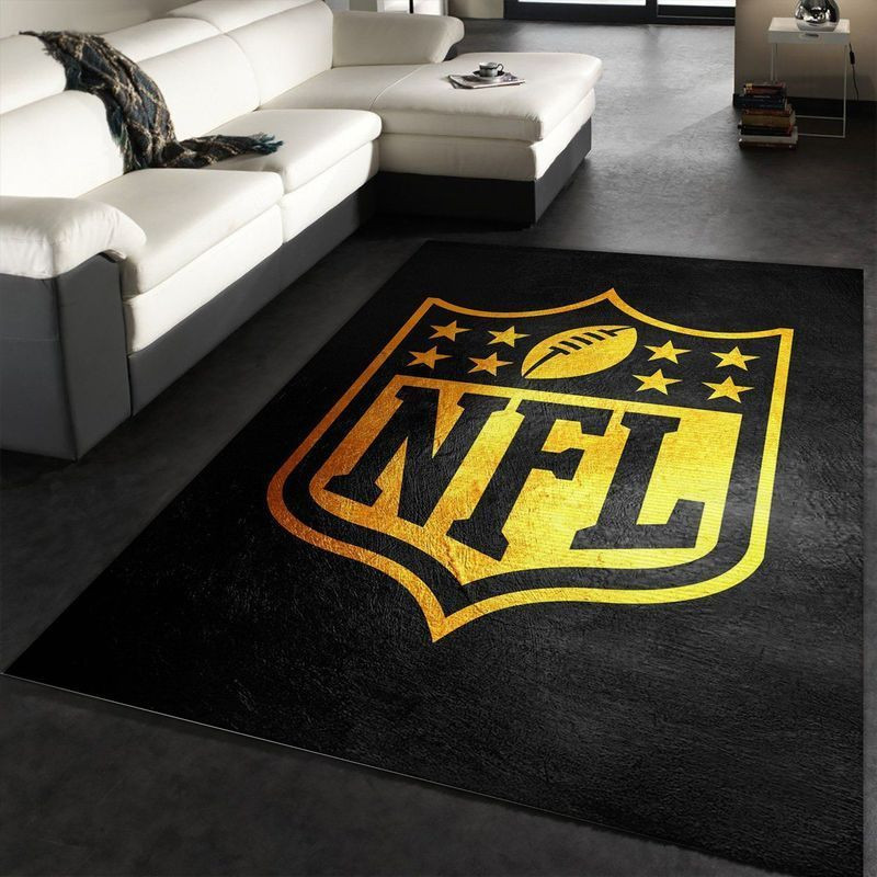 Nfl black and gold nfl team logos area rug living room rug home decor floor decor