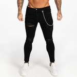 Men Jeans Skinny Ripped Ankle Tight Middle Waist Fashion Streetwear Style