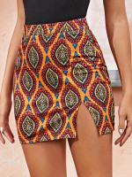 Women Split Hem Mini Skirt