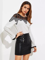 Faux Leather Zip Back Skirt