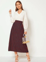 Vertical Striped Zip Back Skirt