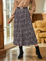 Women Paisley Print Pleated Skirt Without Belt