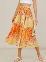 Women Floral Patchwork Skirt