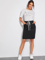 Tie Waist Pocket Front Skirt