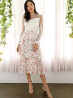 Allover Floral Print Tiered Layered Skirt