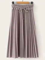 Ruffle Trim Pleated Belted Skirt
