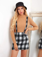 Women Plaid Mini Skirt With Strap