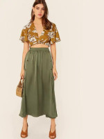 Double Button Flare Skirt