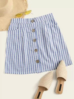 Striped Button Through Skirt
