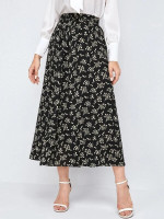 Women Ditsy Floral Print Elastic Waist A-line Skirt