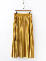 Solid Pleated Velvet Skirt