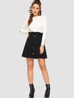 Paperbag Waist Button Front Skirt