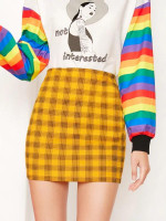 Tartan Pattern Pencil Skirt