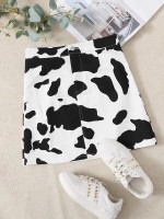 Women Cow Print Mini Skirt