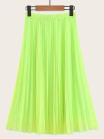 Neon Lime Pleated Skirt