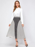 Women Striped Colorblock Zip Back Skirt