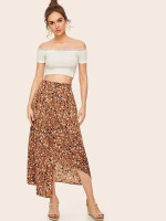 Ditsy Floral Print Asymmetrical Hem Skirt