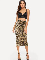 High Waist Leopard Bodycon Skirt