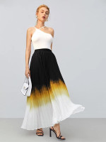 Women Ombre Pleated Maxi Skirt