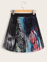 Figure Print Pleated Skirt