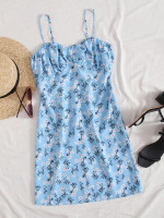 Women Plus Size Ruched Bust Ditsy Floral Sundress