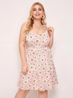 Women Plus Size Daisy Print Cami Dress