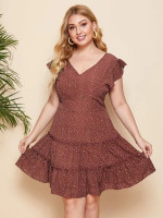 Women Plus Size All Over Print A-line Dress
