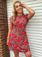 Women Plus Size Batwing Sleeve Floral Print Dress