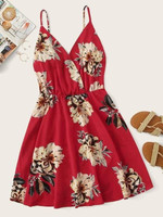 Women Plus Size Large Floral Print Cami Dress