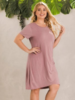 Women Plus Size Wrap Ruched Solid Dress