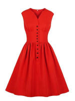Women Plus Size Notch Neck Fit And Flare Dress