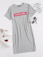 Women Plus Size Slogan Graphic Bodycon Dress