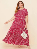 Women Plus Size Ditsy Floral Layered Dress