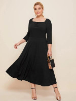 Women Plus Size Ruched Front Solid Dress