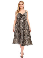 Women Plus Size Leopard Print Cami Dress