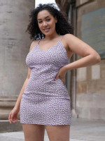 Women Plus Size Ditsy Floral Print Cami Dress
