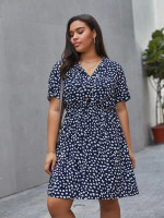 Women Plus Size Dalmatian Print Shirt Dress