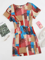 Women Plus size Tropical Print Dress