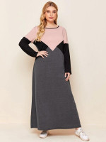 Women Plus Size Colorblock Tee Maxi Dress