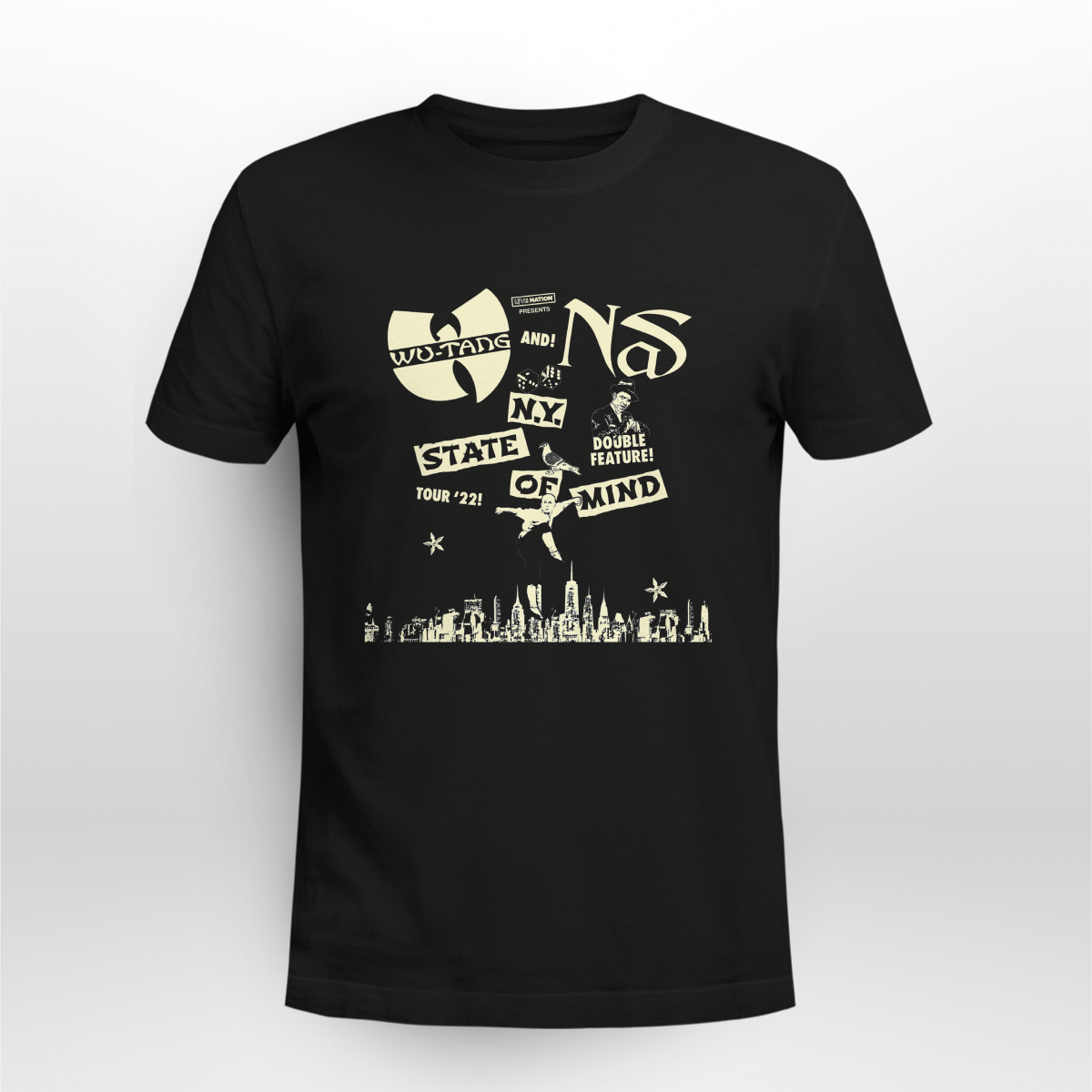 Wu-tang Clan & Nas New York State of Mind Tour Black T-shirt