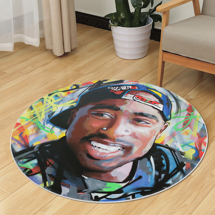Tupac Portrait Richard Day Round Carpet