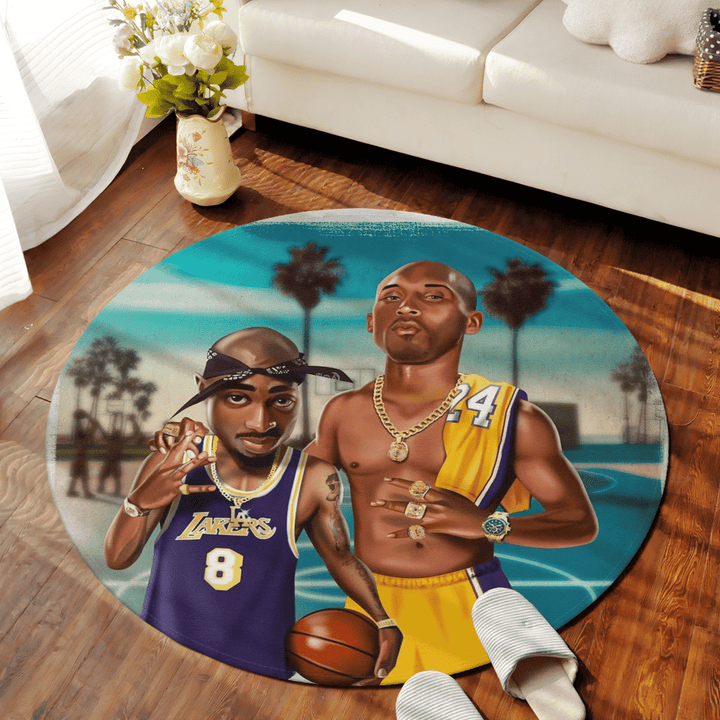 2Pac & Kobe Bryant Artwork Impressive Round Carpet