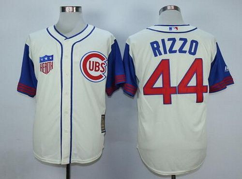 فيتامين د ٥٠٠٠ Men's Chicago Cubs #44 Anthony Rizzo Cream 1942 Majestic Cooperstown Collection Throwback Jersey فيتامين د ٥٠٠٠
