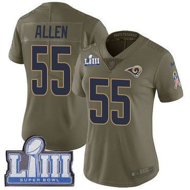 اكتفي #55 Limited Brian Allen Olive Nike NFL Women's Jersey Los Angeles Rams 2017 Salute to Service Super Bowl LIII Bound اكتفي