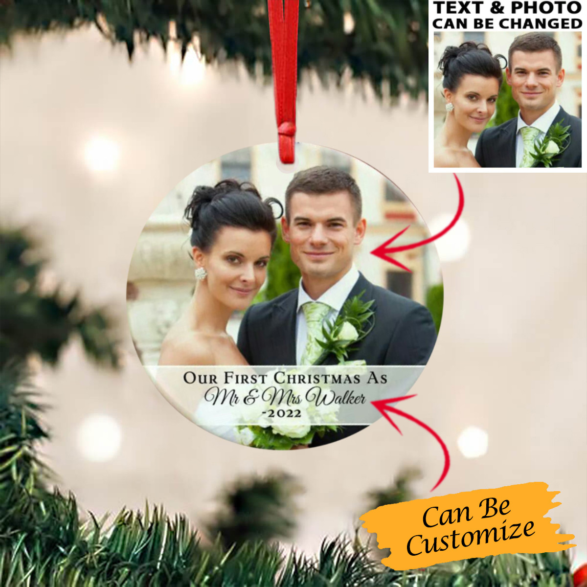 Personalized Photo First Christmas Married Ornament Custom 1St Xmas Wedding Ornament 2022