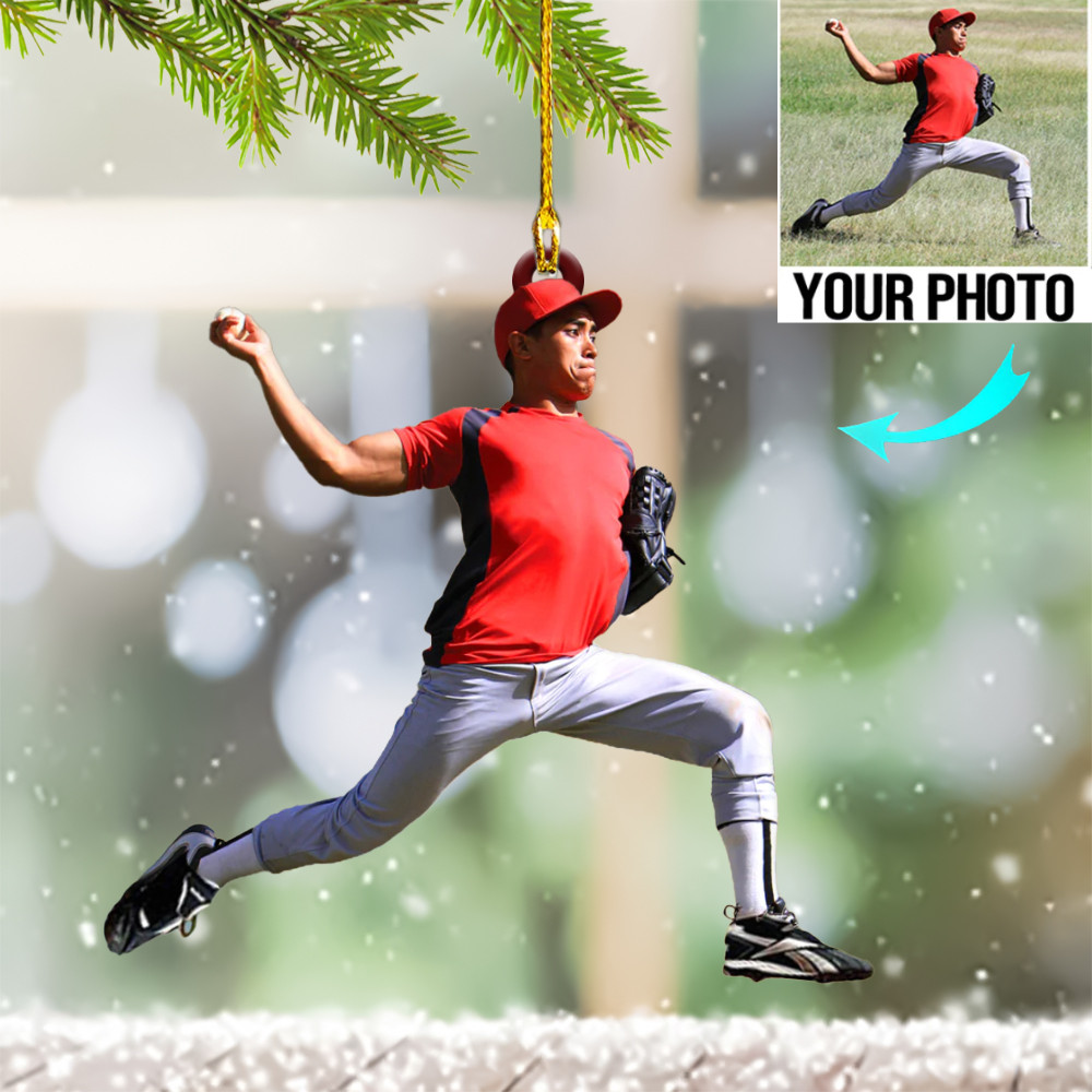 Personalized Photo Baseball Christmas Ornament Custom Image Xmas Tree Ornaments