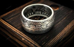 100% silver Morgan Silver Dollar Coin Ring 'eagle' 1899 O Mint Handmade - COINSPESO