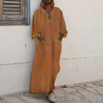 Abaya Dubai Moderne à capuche manches longues imprimé patchwork