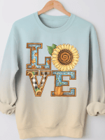 Love Fall Print Long Sleeve Sweatshirt